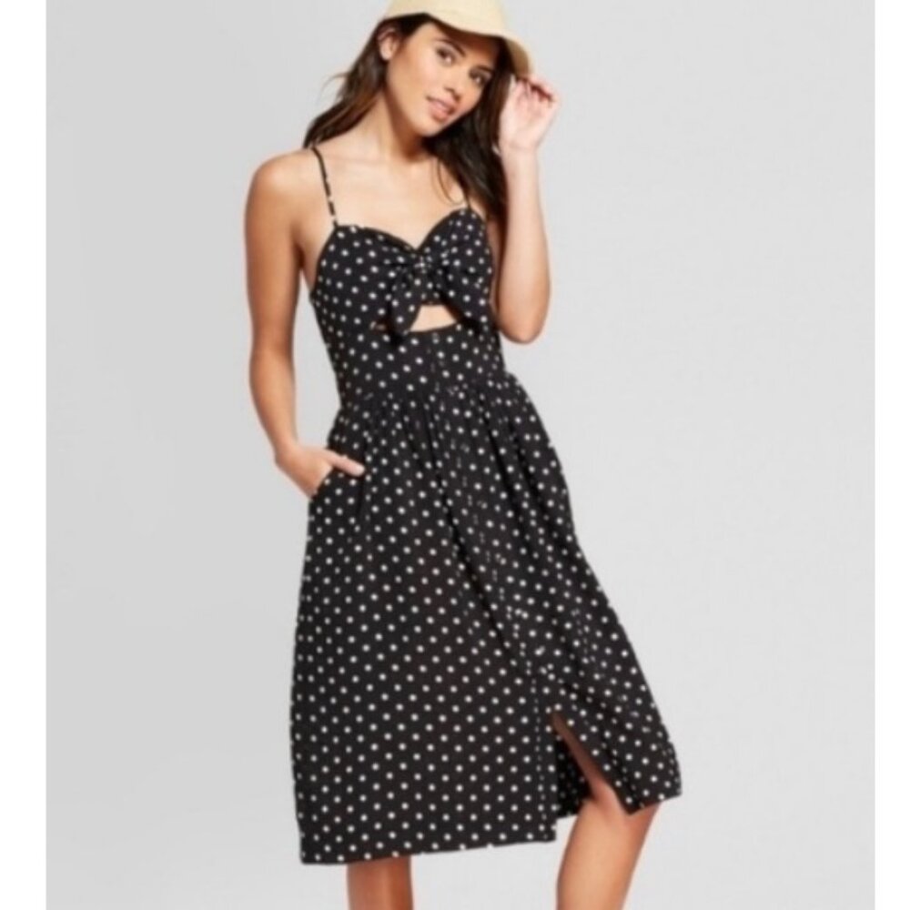 Xhilaration Polka Dot Sundress with keyhole and bow  M